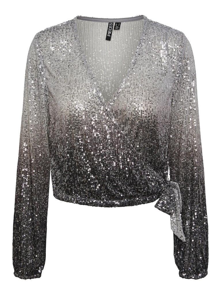 Pieces Delphia - Glitter wrap top - HUSET Men & Women