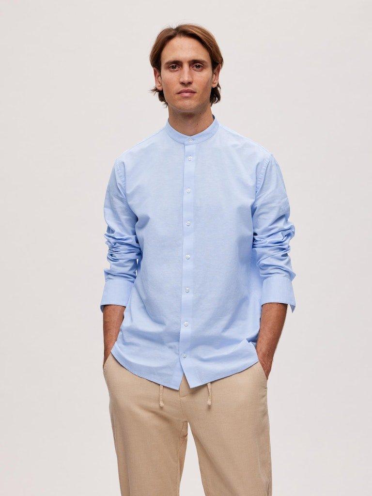 Selected Homme Regnew - Hørmix regular fit skjorte med kinakrave - HUSET Men & Women
