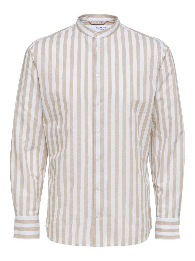 Selected Homme Regnew - Hørmix regular fit skjorte med kinakrave - HUSET Men & Women