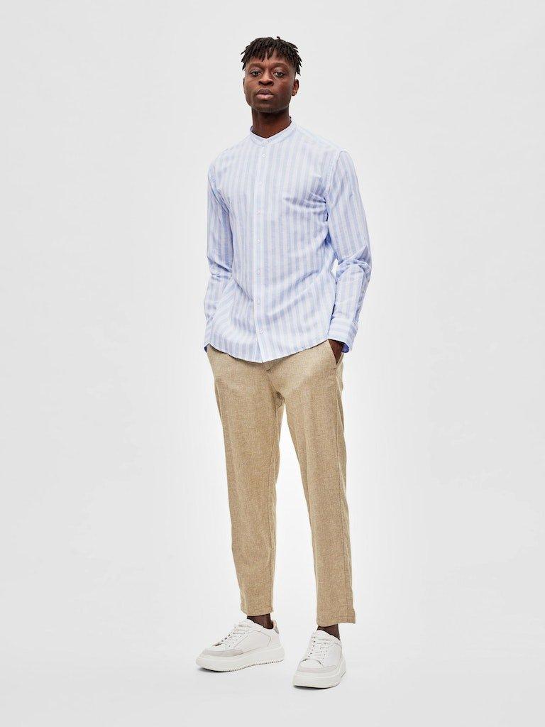 Selected Homme Regnew - Hørmix regular fit skjorte med kinakrave - HUSET Men & Women