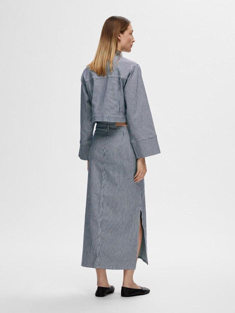 Selected Femme Myra - Stribet denimnederdel - HUSET Men & Women