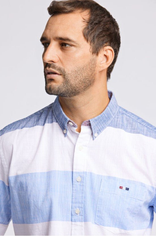 Bison - Colorblock kortærmet skjorte i regular fit - HUSET Men & Women (8396120719707)
