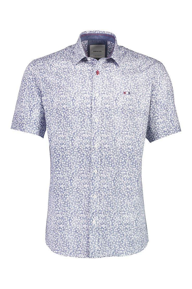 Bison Flower - Mønstret kortærmet skjorte med stretch (6556296314959)