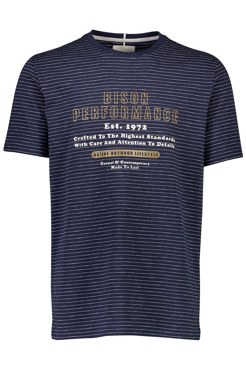 Bison - Stribet T-shirt m. print (S - 3XL) - HUSET Men & Women (7803847966972)