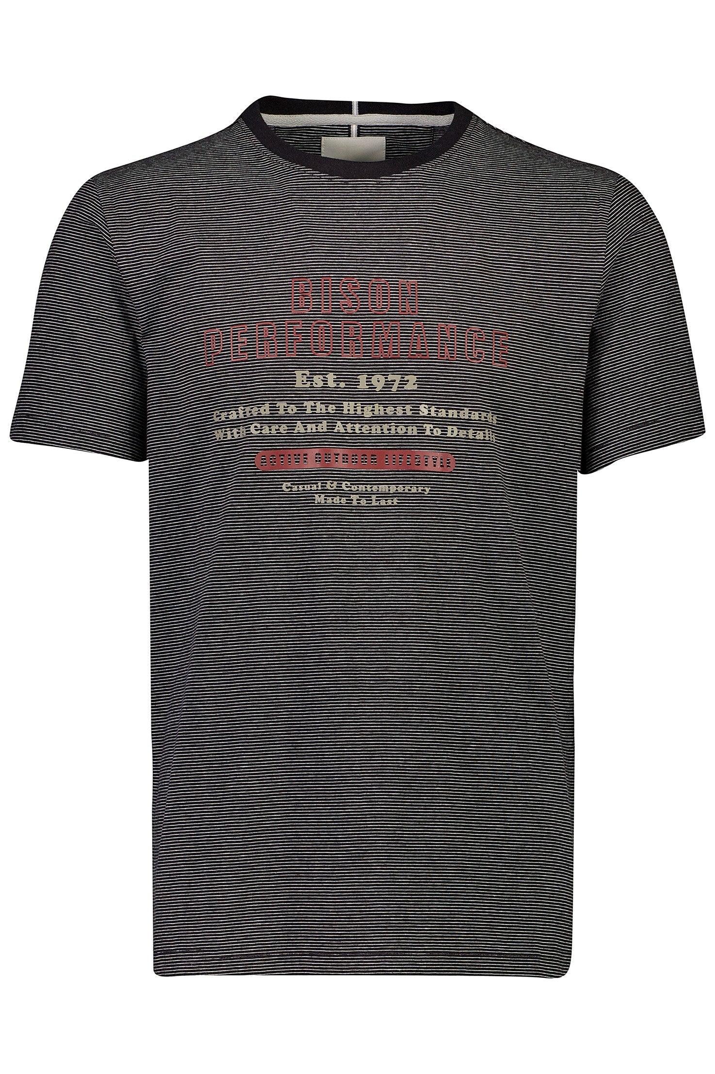 Bison - Stribet T-shirt m. print (S - 3XL) - HUSET Men & Women