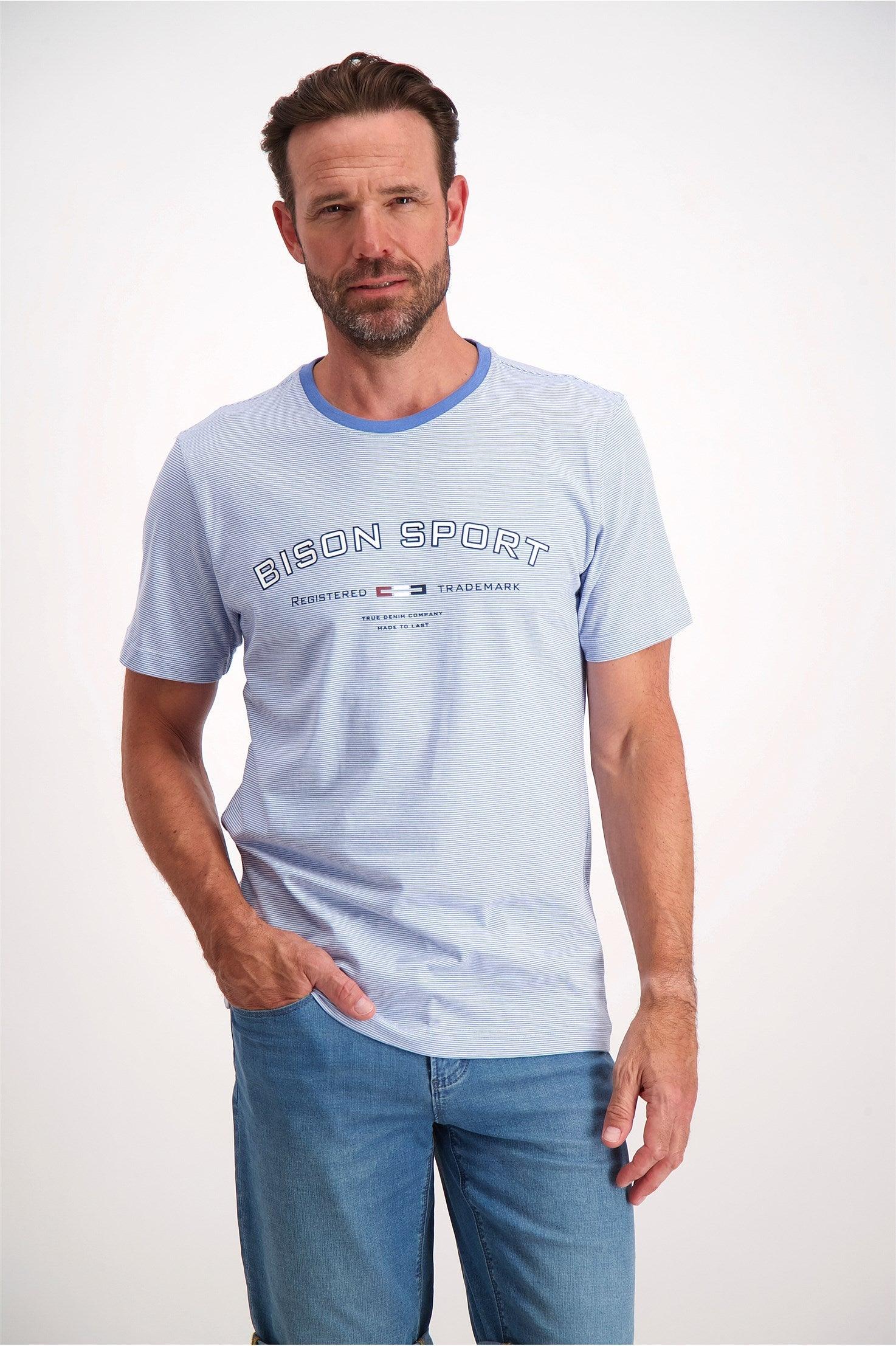 Bison - Stribet T-shirt m. print (S - 3XL) - HUSET Men & Women