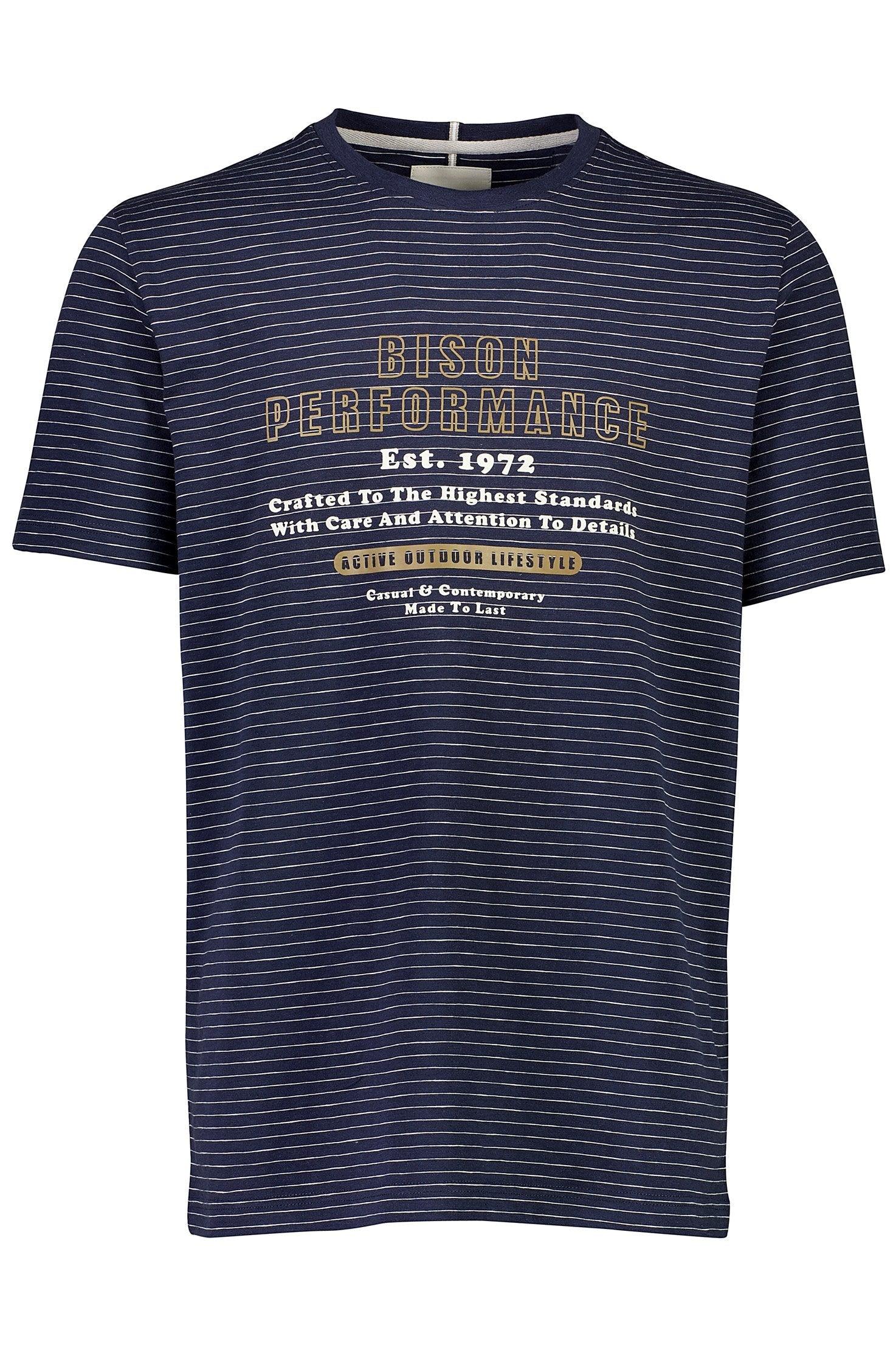 Bison - Stribet T-shirt m. print (XXL - 4XL) - HUSET Men & Women