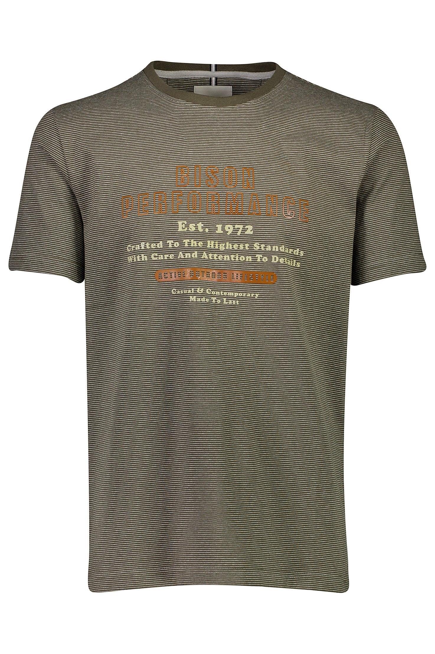 Bison - Stribet T-shirt m. print (XXL - 4XL) - HUSET Men & Women