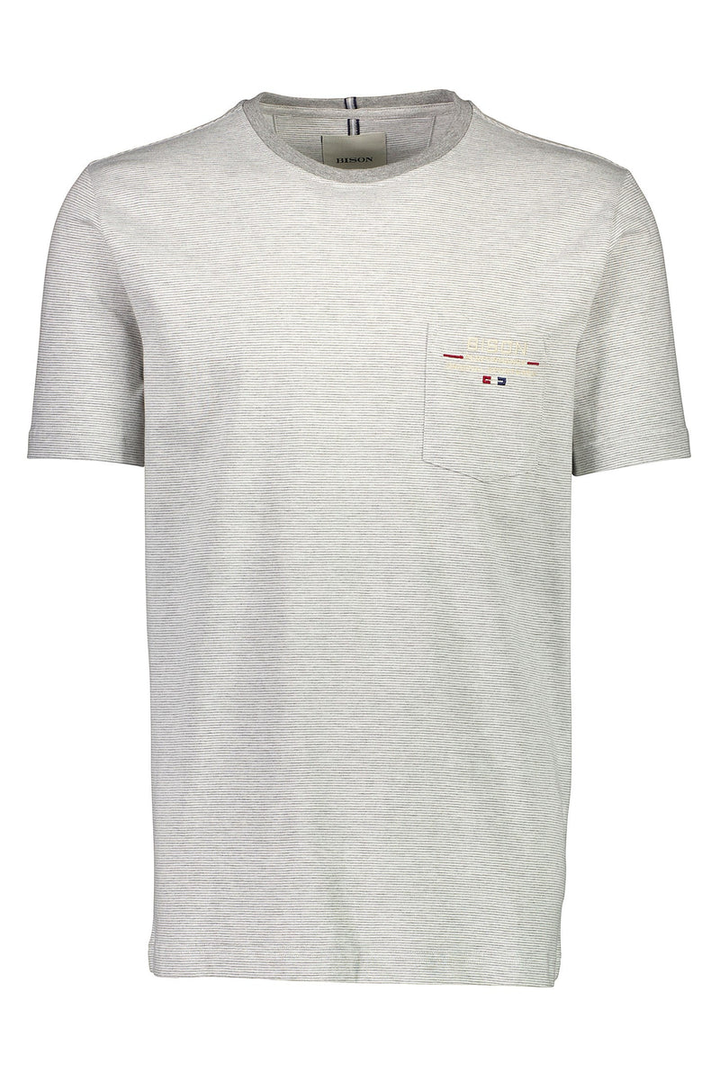 Bison T-shirt - Stribet med brystlomme (S-3XL) (7576265359612)