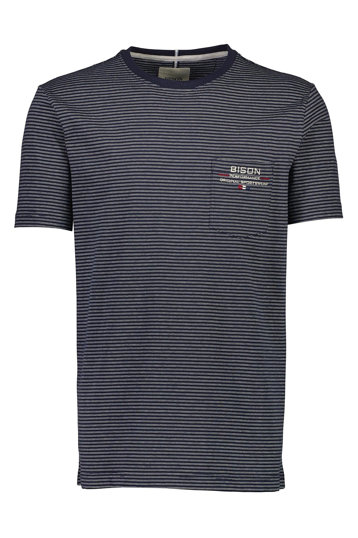 Bison T-shirt - Stribet med brystlomme (S-3XL) - HUSET Men & Women