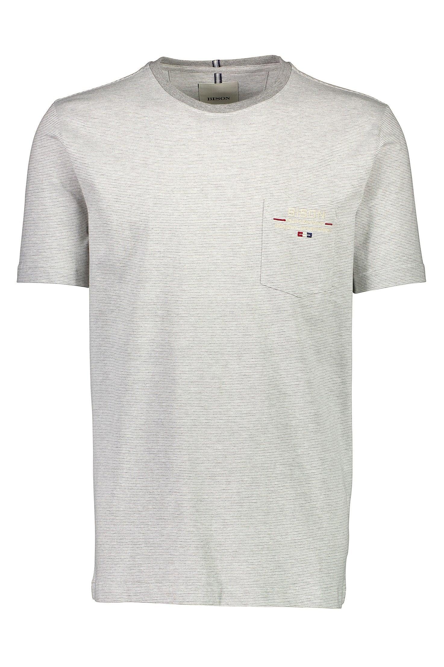 Bison T-shirt - Stribet med brystlomme (S-3XL) - HUSET Men & Women