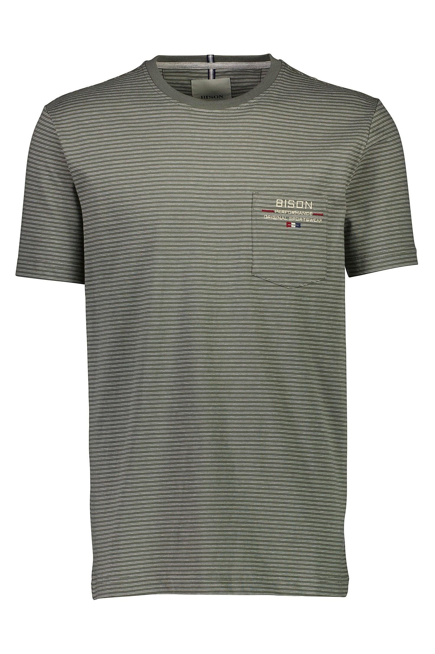 Bison T-shirt - Stribet med brystlomme (XXL-4XL) - HUSET Men & Women