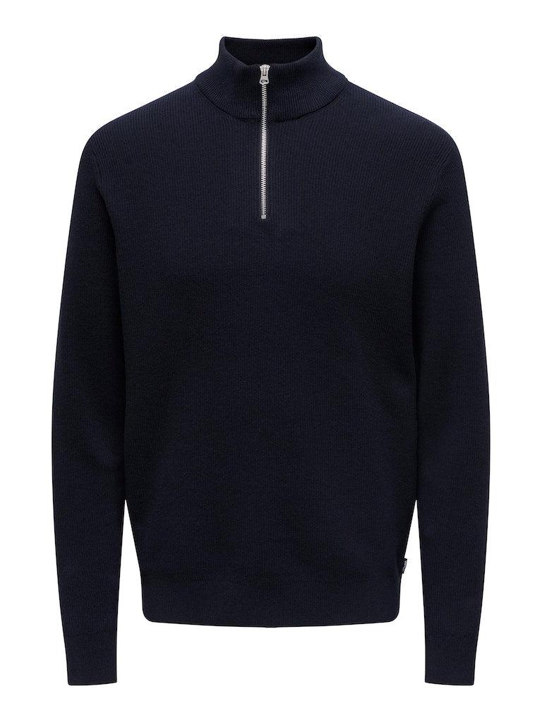 Only & Sons Phil - Halfzip strik med høj hals - HUSET Men & Women