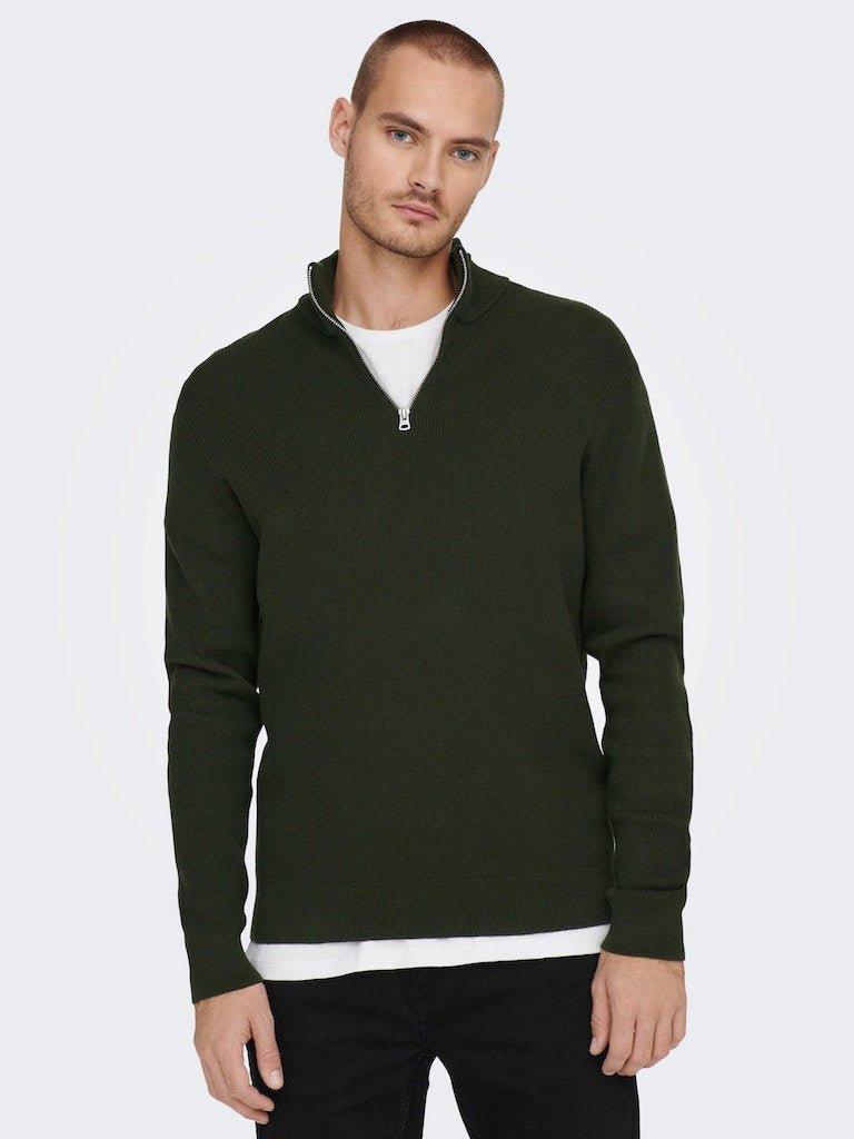 Only & Sons Phil - Halfzip strik med høj hals - HUSET Men & Women