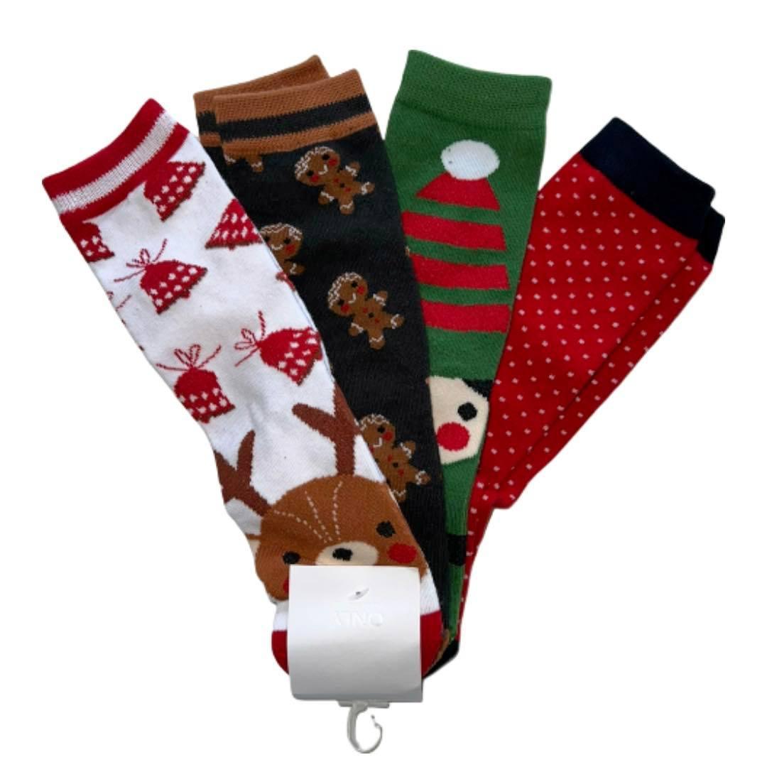 Only Sanne Xmas - Julestrømper 4-pak - HUSET Men & Women