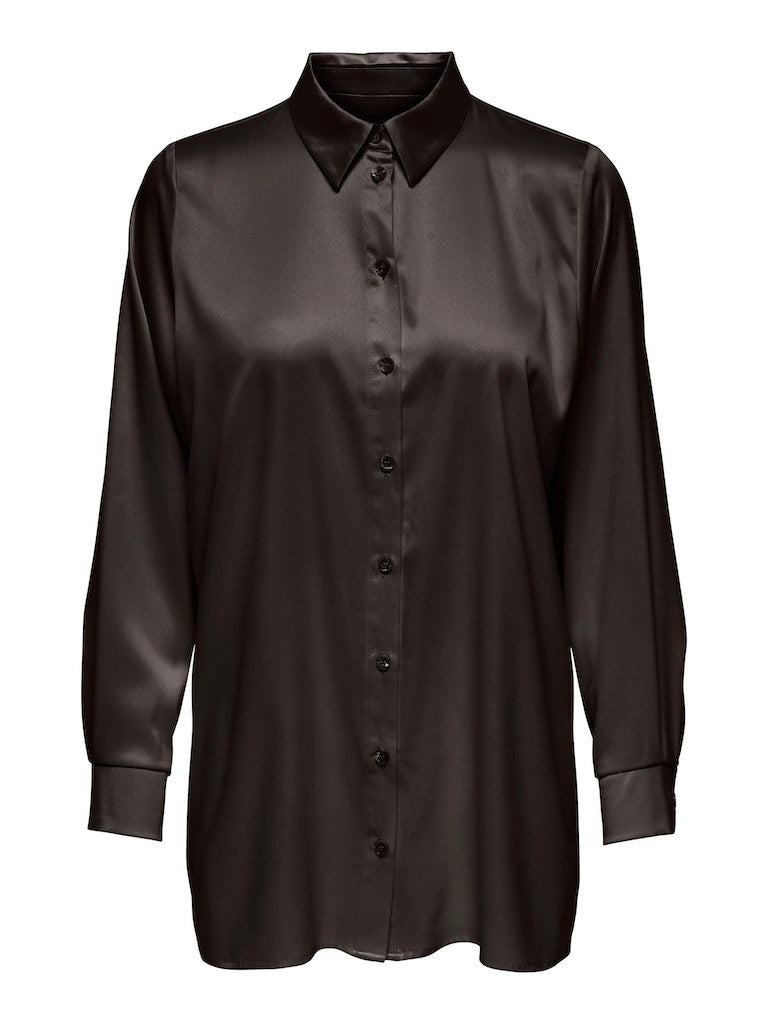 Only Victoria - Brun satin skjorte - HUSET Men & Women (7818893328636)