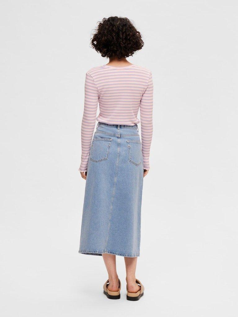 Selected Femme Anna - Stribet langærmet t-shirt - HUSET Men & Women