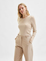Selected Femme Anna - Stribet langærmet t-shirt - HUSET Men & Women