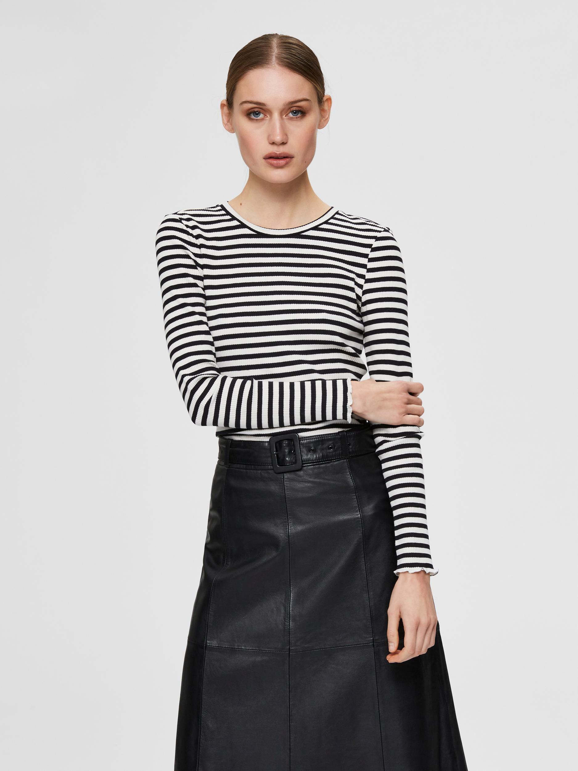 Selected Femme Anna - Stribet langærmet t-shirt - HUSET Men & Women