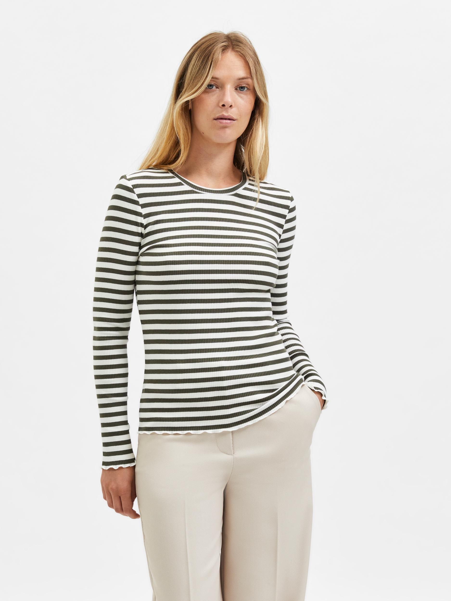 Selected Femme Anna - Stribet langærmet t-shirt - HUSET Men & Women