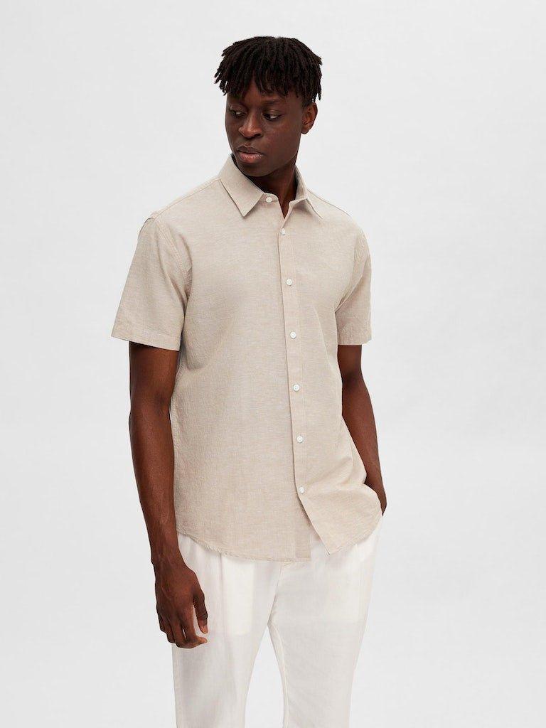 Selected Homme Linen - Regularfit hørmix skjorte m. korte ærmer - HUSET Men & Women