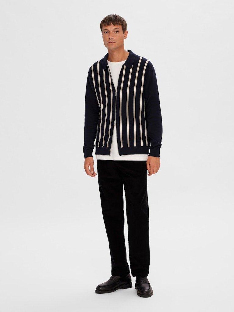 Selected Homme Mattis - Stribet strik cardigan m. lynlås - HUSET Men & Women