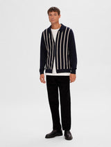 Selected Homme Mattis - Stribet strik cardigan m. lynlås - HUSET Men & Women