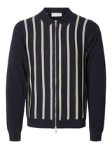 Selected Homme Mattis - Stribet strik cardigan m. lynlås - HUSET Men & Women