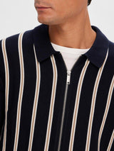 Selected Homme Mattis - Stribet strik cardigan m. lynlås - HUSET Men & Women